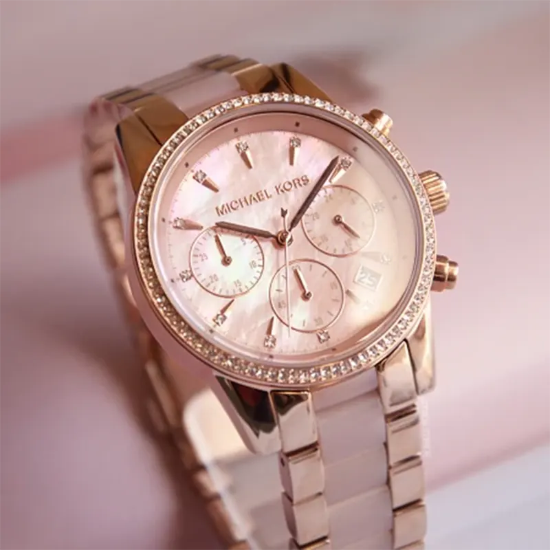 Michael Kors Ritz Chronograph MOP Dial Dress Ladies Watch- MK6769